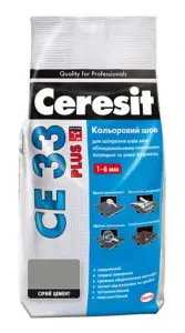 Затирка CERESIT CE-33 PLUS 115 серый цемент до 6 мм, 2 кг