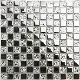 Мозаїка Grand Kerama  мікс шахматка платина - платина рельєф (23x23x6),2095