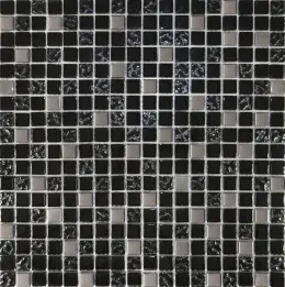 Мозаїка Grand Kerama  мікс чорний - чорний рифлений верх-платина (15х15х6), 911