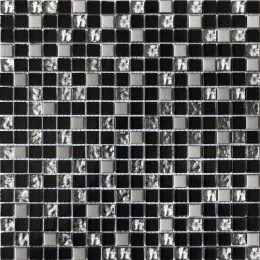 Мозаїка Grand Kerama  мікс чорний-платина рельєфна - платина (15x15x6), 912