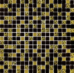 Мозаїка Grand Kerama  мікс чорний-золото рельєфне-золото (15x15x6), 913