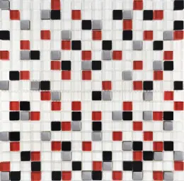 Мозаїка Grand Kerama  мікс білий-червоний-чорний-платина (15х15х6), 458