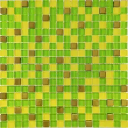 Мозаїка Grand Kerama  мікс зелений-жовтий-золото (15х15х6), 457