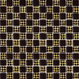 Мозаїка Grand Kerama  шахматка шоколад-ромб-золото (23х23х6), 806