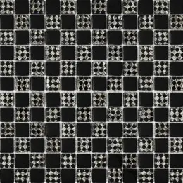 Мозаїка Grand Kerama  шахматка чорна-ромб-платина (23х23х6), 805