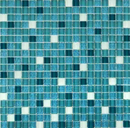 Мозаїка Grand Kerama  мікс тіффані-бірюза-білий матовий (15х15х6), 2082
