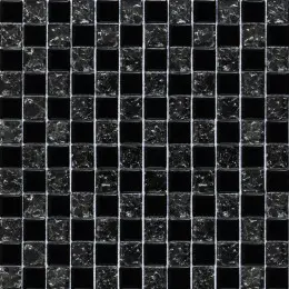 Мозаїка Grand Kerama шахматка чорний- чорний колотий (23х23х6), 2119
